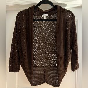 Mocha Brown Shrug Shall 3/4 Sleeve Sweater